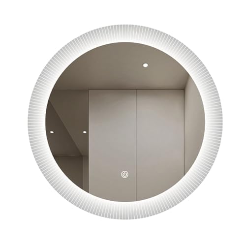Zlthraustic Espejo de baño LED Redondo LED, Espejo de tocador con Marco acrílico, antivaho con Control táctil, Espejo Circular Regulable for Montaje en Pared