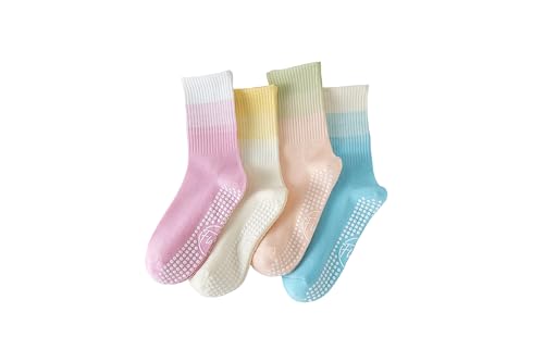 FloFit Paquete de 2 calcetines de pilates con empuñaduras, Amarillo/Naranja, Talla única
