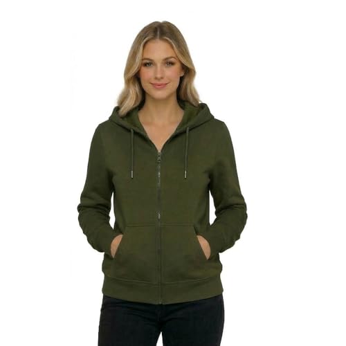 Image of HOODLIFE Women's Zip-Up Hoodie Sweatshirt - Soft Cotton Fleece Jacket with Hood, Full Zipper, Kangaroo Pocket, Casual Winter Hoodie for Women