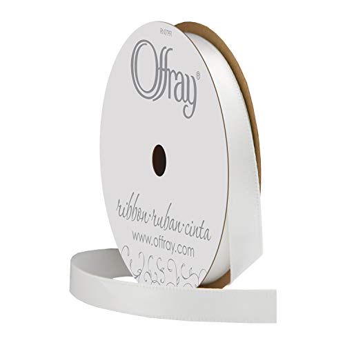 Image of Berwick 061138 3 /8 inch Wide Single Face Satin Ribbon, White, 6 Yds