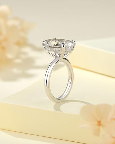 8CT Big Oval Engagement Ring,Oval Cut Rings for Women,D-Color VVS Big CZ Promise Ring in S925 Sterling Silver3