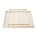 Large Ottoman Tray for Coffee Table,Square Shagreen Leather Decorative Tray with Gold Handles for Living Room Decor