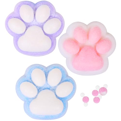 3pcs Big 5in Squishy Cat Paw Squeeze Toys,Cat Paw Squishy,Cute Kawaii Squishies,Fur Ball,Jelly Kitty Funny Fidget Toys Novelty Things Suitable for Adults Kids