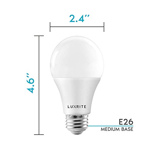 Image of LUXRITE A19 LED Light Bulbs 100 Watt Equivalent Dimmable, 4000K Cool White, 1600 Lumens, Enclosed Fixture Rated, Standard LED Bulbs 15W, Energy Star, E26 Medium Base - Indoor and Outdoor (6 Pack)