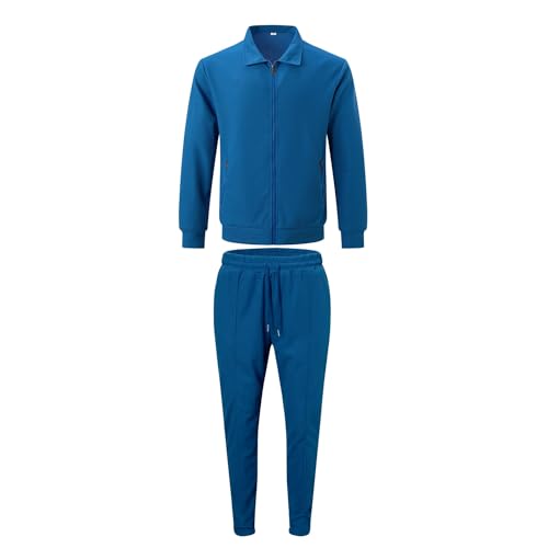 Men's Waffle Tracksuit 2 Piece Set Full Zip Casual Jackets And Pants 2 Piece Outfits Solid Athletic Jogging Suit Sets2
