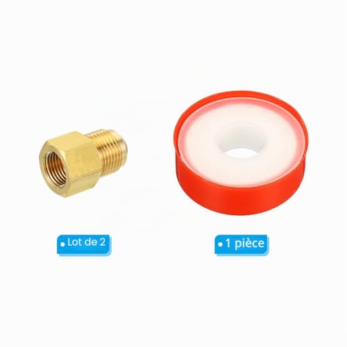 PATIKIL 1/2 SAE Mâle x 3/8 SAE Femelle Laiton Flare Tube Raccord 2 Pcs – vue 3