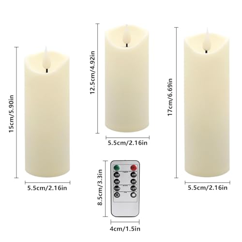 Image of 24 Pack Flameless LED Pillar Candles with Remote - Battery Operated Ivory Candles, Waterproof, 3 Sizes for Wedding Centerpieces, Christmas Decor, Home Party, Tabletop Lighting
