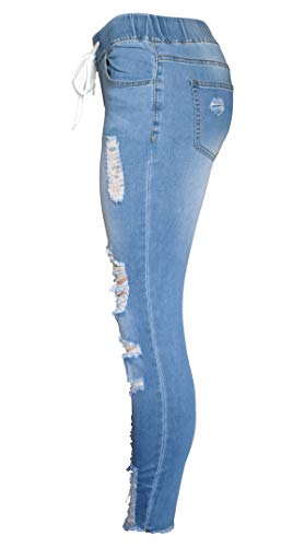 Aodrusa Womens Ripped Jeans Distressed with Drawstring Elastic Waist Stretch Skinny Pants Ankle Length2