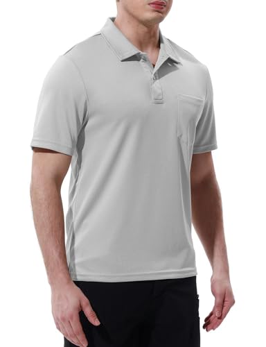 Image of Rdruko Men's Polo Shirts Short Sleeve Quick Dry Outdoor Golf Sports Shirts with Pocket