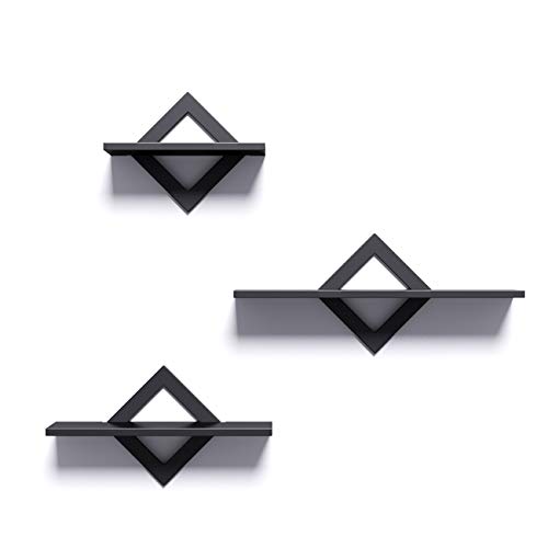 Homics Estante de Pared, Juego de 3, Estante Flotante, Lejas de Pared Estable, Decoración para Salón, Dormitorio, Oficina, Negro
