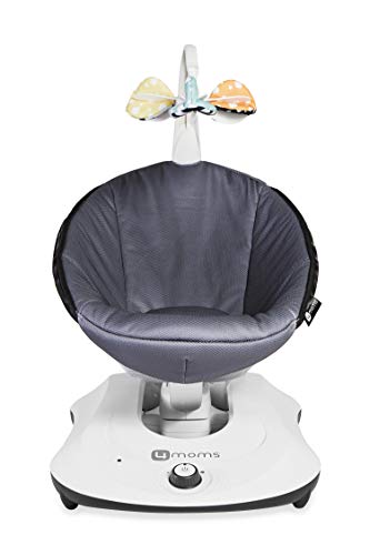 Image of 4moms RockaRoo Baby Rocker + Safety Strap Fastener, Compact Baby Rocker with Front to Back Gliding Motion, Dark Grey Cool Mesh