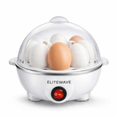 Image of Electric Egg Boiler 350W | 7 Eggs Capacity | Automatic Shut-Off | Overheat Protection | Stainless Steel Heating Plate | Egg Steamer Cooker (White)