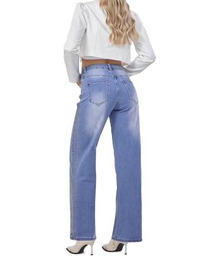 VIPONES Women's Jeans High Waist Loose Stretchy Baggy Straight Wide Leg Jeans4