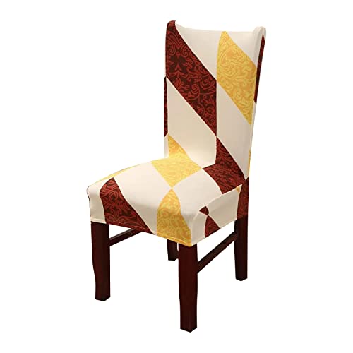 Image of House of Quirk Elastic Chair Cover Stretch Removable Washable Short Dining Chair Cover Protector Seat Slipcover (Pack of 1, Abstract Multi)