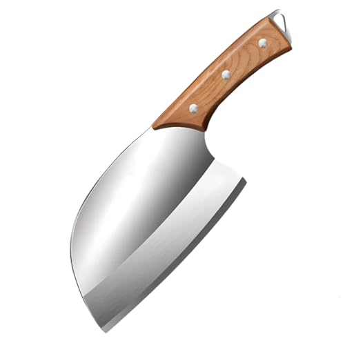 Image of Hand-Forged Carbon Steel 6‑Inch Meat Cleaver Knife - Heavy-Duty Japanese Butcher, Bone Cutter for Mutton, Vegetable, Fruit & Fish
