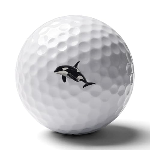 Orca Killer Whale Print Golf Balls for Men Women Practice Training Golf Balls for Indoor Outdoor Use