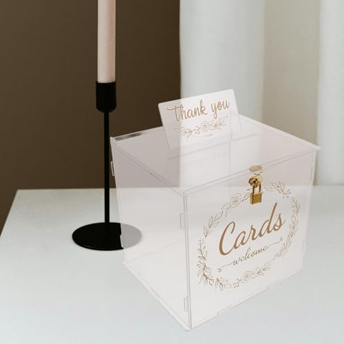 Boîte à cartes de mariage en acrylique transparente HEALLILY de grande capacité