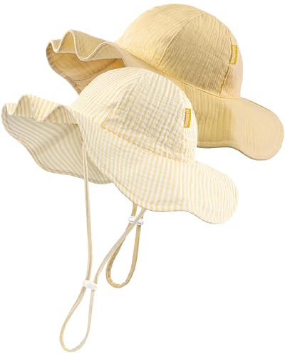 HONGTEYA Baby Sun Hat Muslin Wide Brim Toddler Girl Beach Bucket Hat - image 1