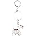 DUOWEI Floral Enamel Scottish Terrier Keychain Zinc Alloy Pet Keyring Bag Car Decoration for Women Girl Charm Gift (Blue)