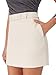 CIDER Womens Mini Skirts Solid High Waisted with Belt & Pockets Workwear Beige