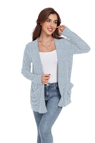 Image of GRECERELLE Womens Long Sleeve Lightweight Open Front V-Neck Casual Cardigan Sweaters Outerwear with Pockets 2025, S-2XL