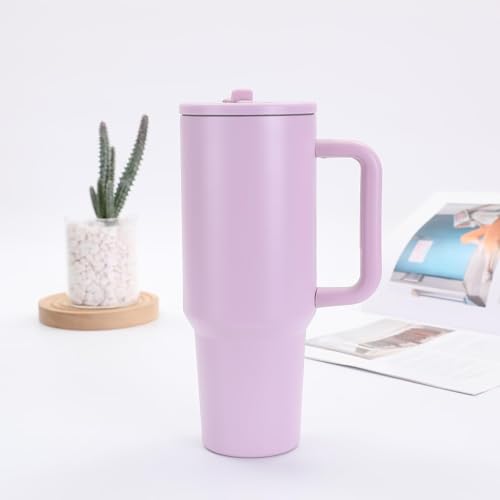 Image of SKDBPM Personalized Stainless Steel Tumbler with Handle, 1200ml Capacity, Black Insulated Travel Mug with Straw, Custom Name Design (Purple (3rd Generation))