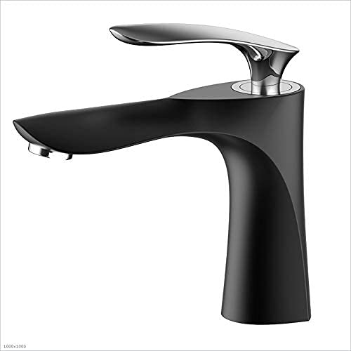 Robinet de lavabo à levier précis mitigeur compact à traitement noir anti-trace