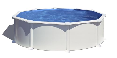 Piscina Gre KITPR458 Atlantis. - Piscina fuori terra in acciaio, rotonda in acciaio, colore bianco. Piscina scomponibile per Giardino. 460 x 132 cm