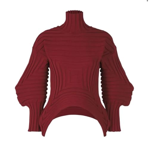 Pleated Autumn Winter Sweater Women's Thickening Pullover Turtleneck Frost Knitted
