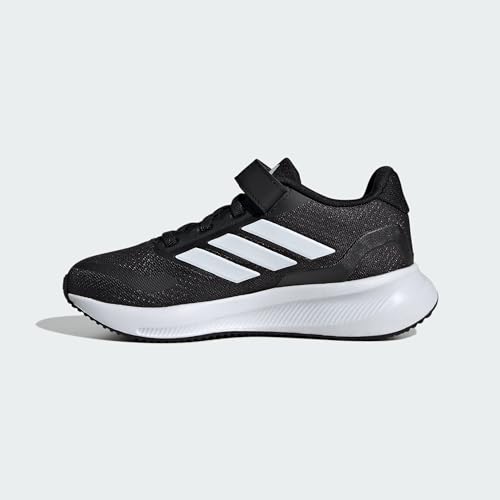 adidas Run Falcon 5 Elastic Lace & Strap Sneaker, Core Black/White/White, 13 US Unisex Little Kid2