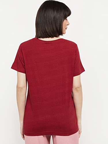 Image of Max Women's Regular Fit Textured Round Neck T-Shirt