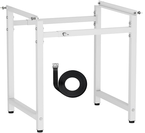 Mondazie Adjustable Metal Bee Hive Stand with 120-Inches Strap for 8 & 10 Frame Beehives Box 12 to 19 Inches Width Beehive Frame Holder Heavy Duty Flow Hives Stands Base for Beekeeping White