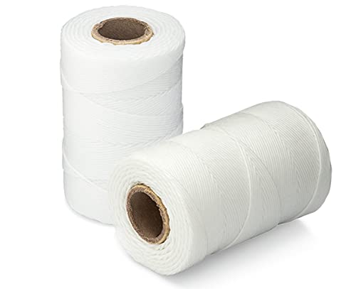 9-Ply Waxed Twine 160 Lbs Tensile Strength (2-Pack) 500 Feet 8Oz Spools | 100% Polyester | White Cable Tie Down Wax Lacing Cord | Usa Made #TOP11