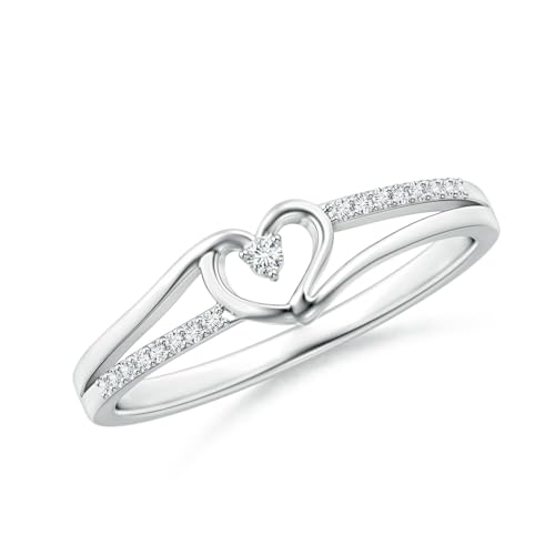 Angara Lab Grown Round Diamond Split Shank Heart Promise Ring in Silver for Women (Color: F-G | Clarity: VS)| April Birthstone Jewelry