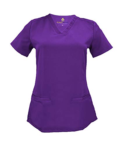 Soft Premium V-Neck Professional Workwear Women Top Junior Fit (Purple, Large)