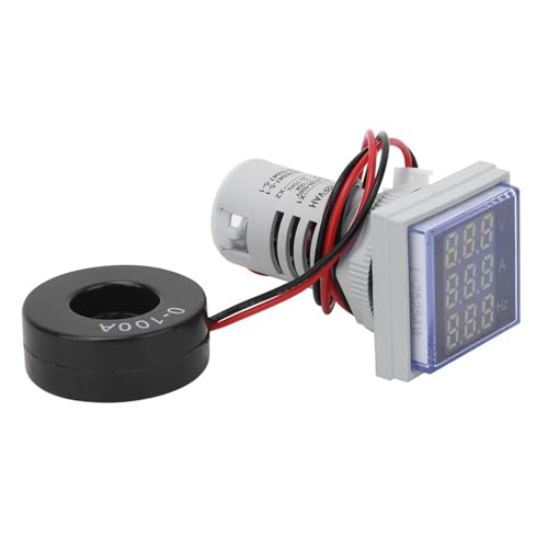 Image of AC Voltage Current Display Meter, AC 60-500V 0-100A 20-75 Hz LED Digital Display Ammeter Voltmeter, 3-Digit Display AC Voltage Current Hertz Tester