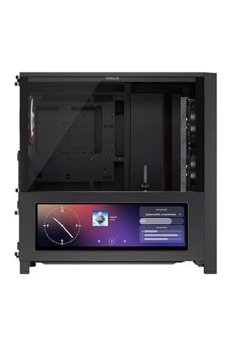 Image of CORSAIR Frame 4000D LCD RS ARGB Modular Mid-Tower ATX PC Case - XENEON Edge LCD Touchscreen, InfiniRail Fan Mounting System, 4X RS120 ARGB PWM Fans, Reverse Motherboard Support - Black