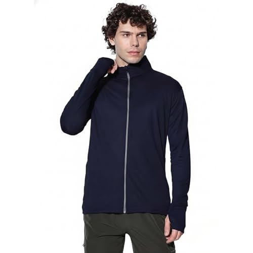 Image of Caraba Sunscreen Jacket with UV Protection UPF 50+ for Men | Lightweight & Breathable Coolrush Jacket | Anti-Tan & SPF 50+ Sun Protection | Quick Dry Nylon Jacket for Outdoor & Sports (Navy Blue)