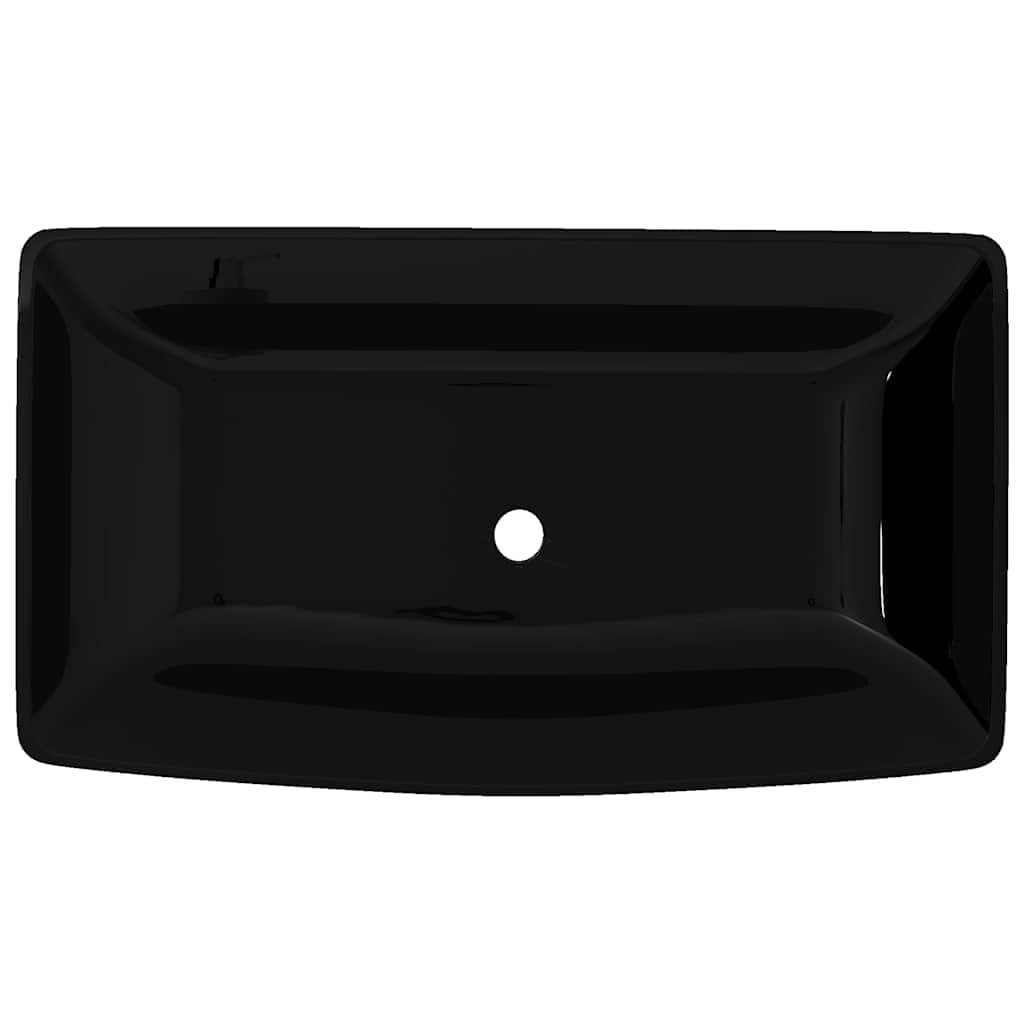 Prostokątna ceramiczna umywalka czarna 710 x 380 x 135 mm do łazienki
