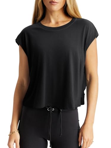 LASLULU Womens Open Back Workout Tops Short Sleeve Athletic Top Sleeveless Oversized Wrap Crop Tank Tops Running Gym Yoga Tee2