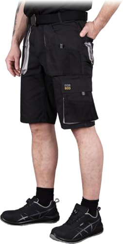 REIS FORECO-TS BJS Arbeitsshorts für Herren, Cargo-Shorts, Sicherheitsshorts, Arbeitsshorts, Garten-Shorts, Schwarz-Hellgrau, Größe: L