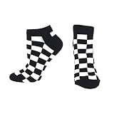 YongColer Black & White Checkered Ankle Socks, Cotton Socks, 1 Pair