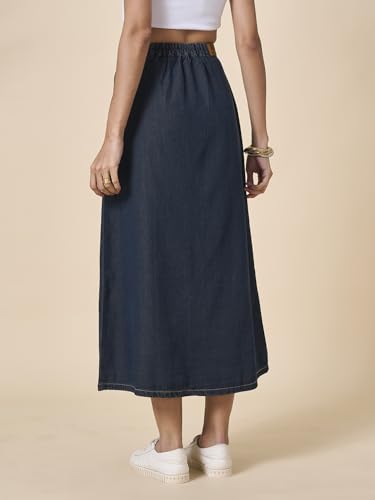 Image of Style Quotient Women Black A-Line Maxi Denim Skirt