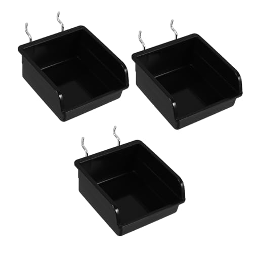 HOMSFOU Boîtes De Rangement Panneau Perforé Antistatiques, Organisateurs D’écrous Et Boulons En Plastique Noir, Robustes Et Résistants, Lot De 3 Bacs 100x100x50 Mm Pour Atelier, Garage Et Bureau
