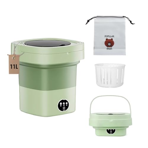 Portable Washing Machine, Mini Washer,11L, with Dual Function of Washing and Drying (2 in 1), upgraded large capacity, Foldable Washer for Apartments, Dorms, Hotels, Travel (Pink)