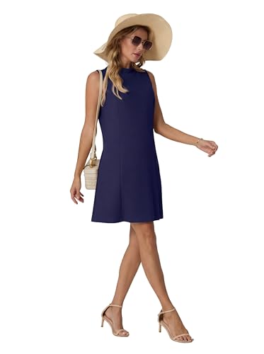 HiMONE Women’s Sleeveless Mock Neck Mini Dress A-Line Casual Dress with Pockets Soft Stretch Summer Dress — view 6