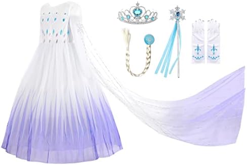 Ohlover Girls Princess Costume Snow Party Sequins Halloween Dress up (4 Years, White With Accessories)