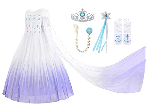 Ohlover Girls Princess Costume Snow Party Sequins Halloween Dress Up (4 Years, White With Accessories) #TOP18