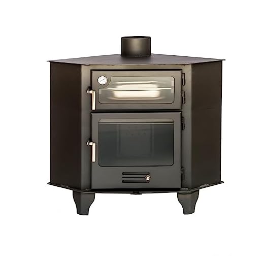 JOIMA - Estufa de Leña con Horno Rinconera - Modelo AZUER RINCON 8 kW. Incluye Bandeja en Acero Inoxidable para Asados.