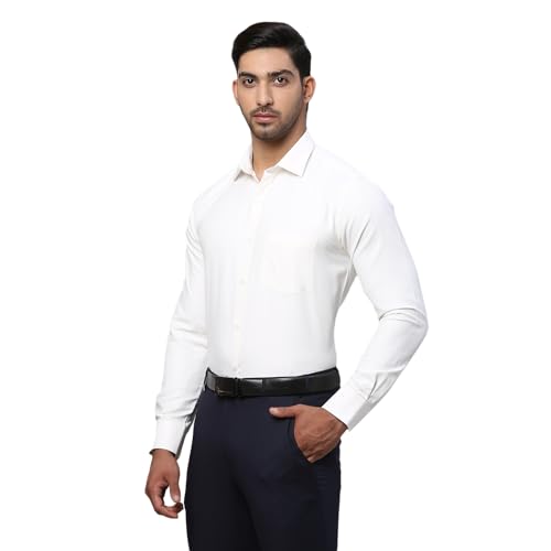 Image of Park Avenue Men Cotton blend Slim Fit Structure Pattern Semi Cutaway Collar Formal Shirt